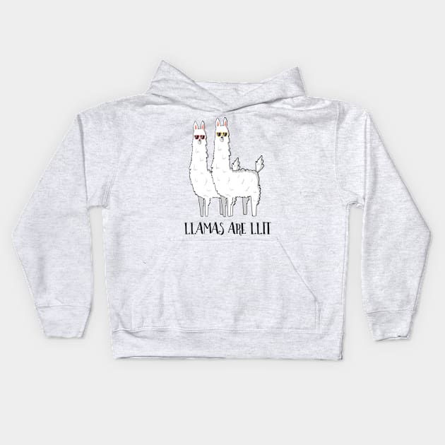 Llamas Are Llit, Funny Llama Kids Hoodie by Dreamy Panda Designs